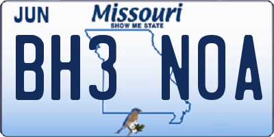 MO license plate BH3N0A