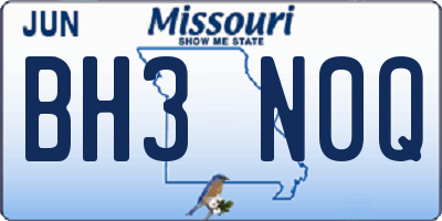 MO license plate BH3N0Q