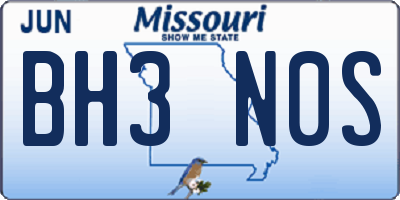 MO license plate BH3N0S