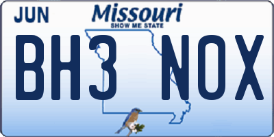MO license plate BH3N0X