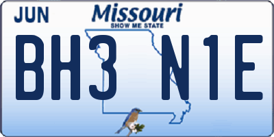 MO license plate BH3N1E