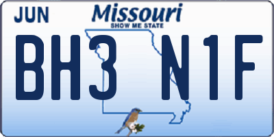 MO license plate BH3N1F