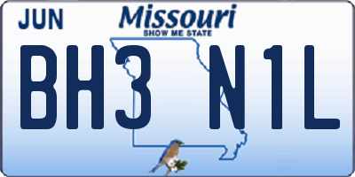 MO license plate BH3N1L