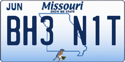 MO license plate BH3N1T