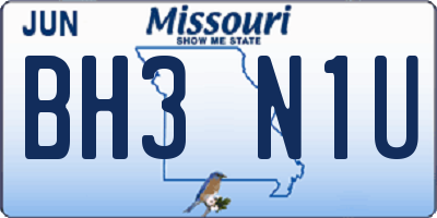 MO license plate BH3N1U
