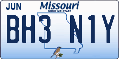 MO license plate BH3N1Y