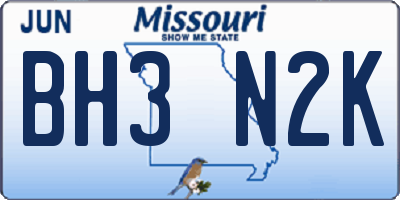 MO license plate BH3N2K