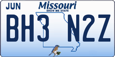 MO license plate BH3N2Z