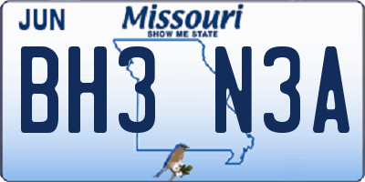 MO license plate BH3N3A