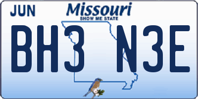 MO license plate BH3N3E