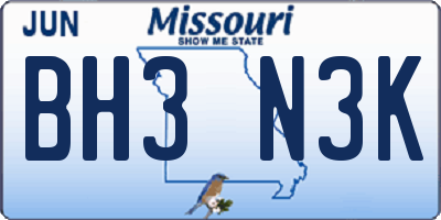 MO license plate BH3N3K