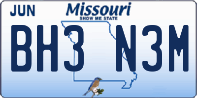 MO license plate BH3N3M