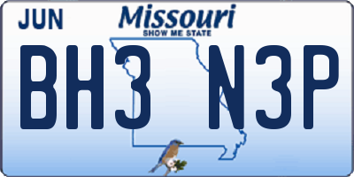 MO license plate BH3N3P