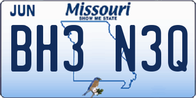 MO license plate BH3N3Q
