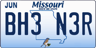 MO license plate BH3N3R