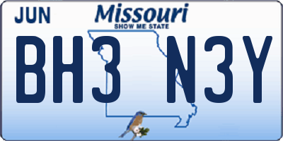 MO license plate BH3N3Y