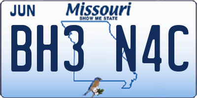 MO license plate BH3N4C
