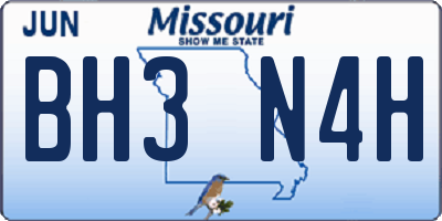 MO license plate BH3N4H