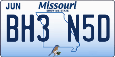 MO license plate BH3N5D
