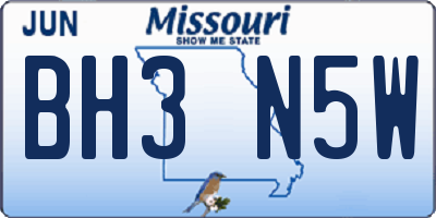 MO license plate BH3N5W