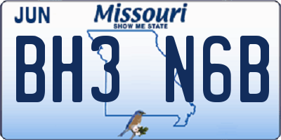 MO license plate BH3N6B