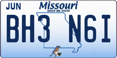MO license plate BH3N6I