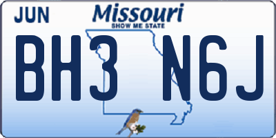 MO license plate BH3N6J