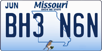 MO license plate BH3N6N