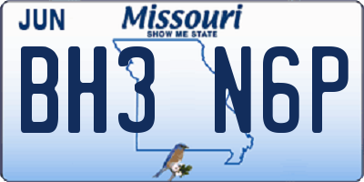 MO license plate BH3N6P