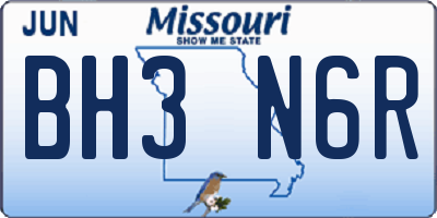 MO license plate BH3N6R