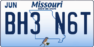 MO license plate BH3N6T