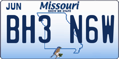 MO license plate BH3N6W