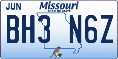 MO license plate BH3N6Z