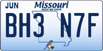 MO license plate BH3N7F