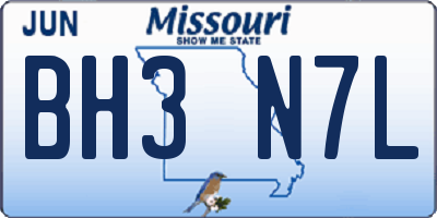 MO license plate BH3N7L