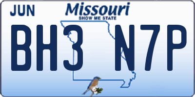 MO license plate BH3N7P