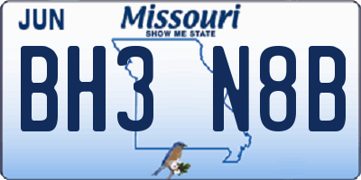 MO license plate BH3N8B