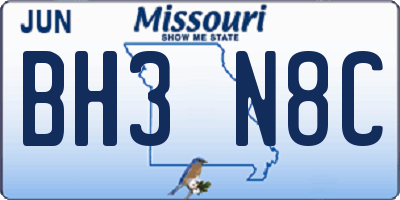 MO license plate BH3N8C