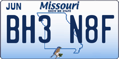 MO license plate BH3N8F