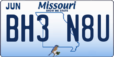MO license plate BH3N8U