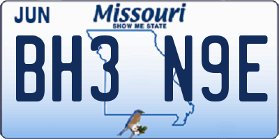 MO license plate BH3N9E