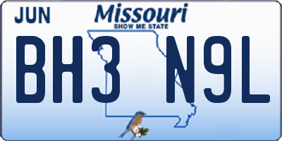 MO license plate BH3N9L