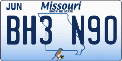 MO license plate BH3N9O