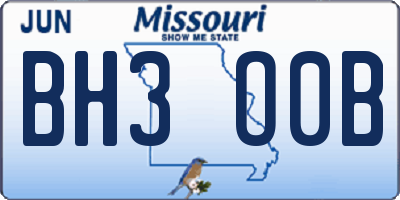 MO license plate BH3O0B