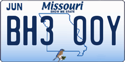 MO license plate BH3O0Y