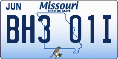 MO license plate BH3O1I