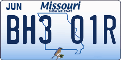 MO license plate BH3O1R