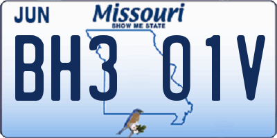 MO license plate BH3O1V