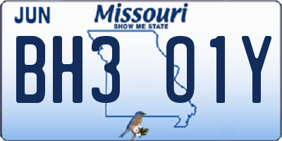 MO license plate BH3O1Y