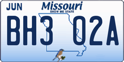 MO license plate BH3O2A
